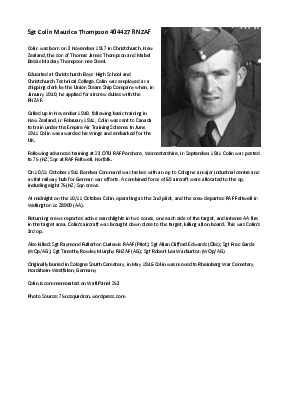 A preview of a PDF biography for Thompson, Colin Maurice